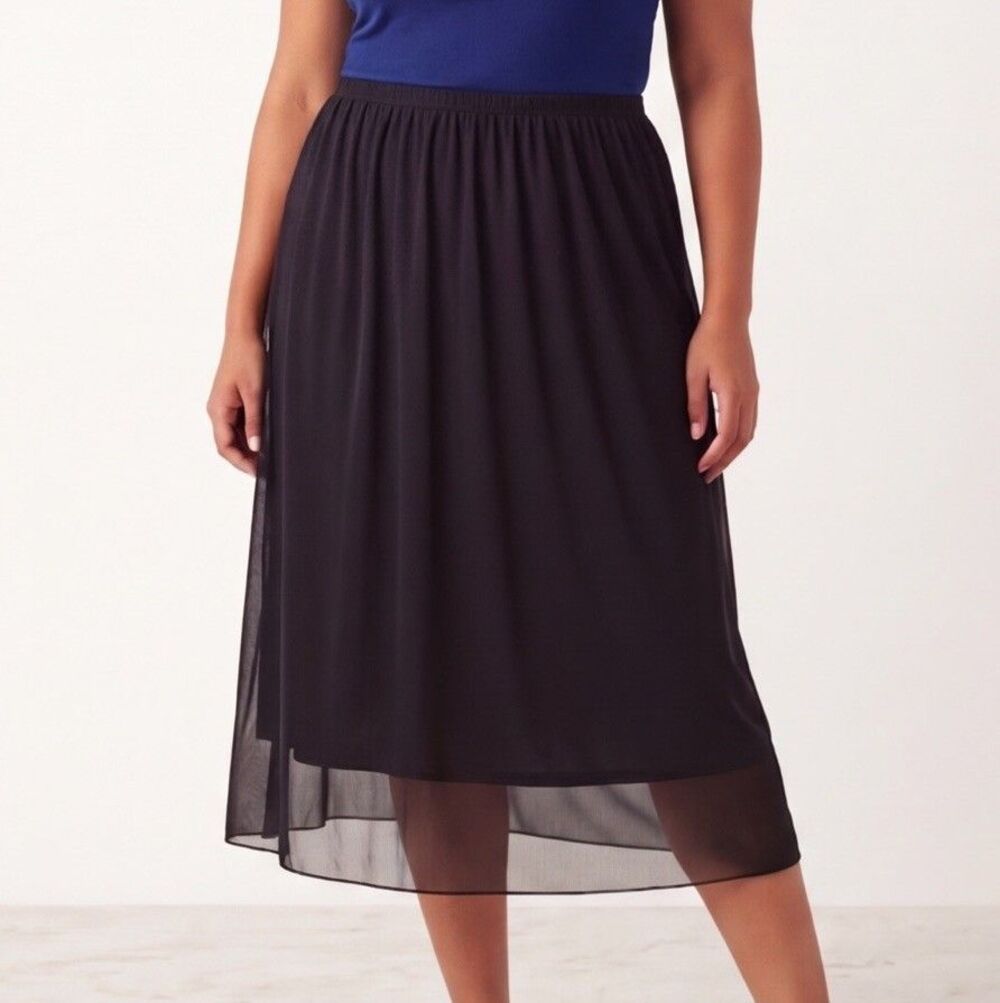 Kathy Ireland Plus Brand Black Elastic Waist Skirt Plus Size2X Lined